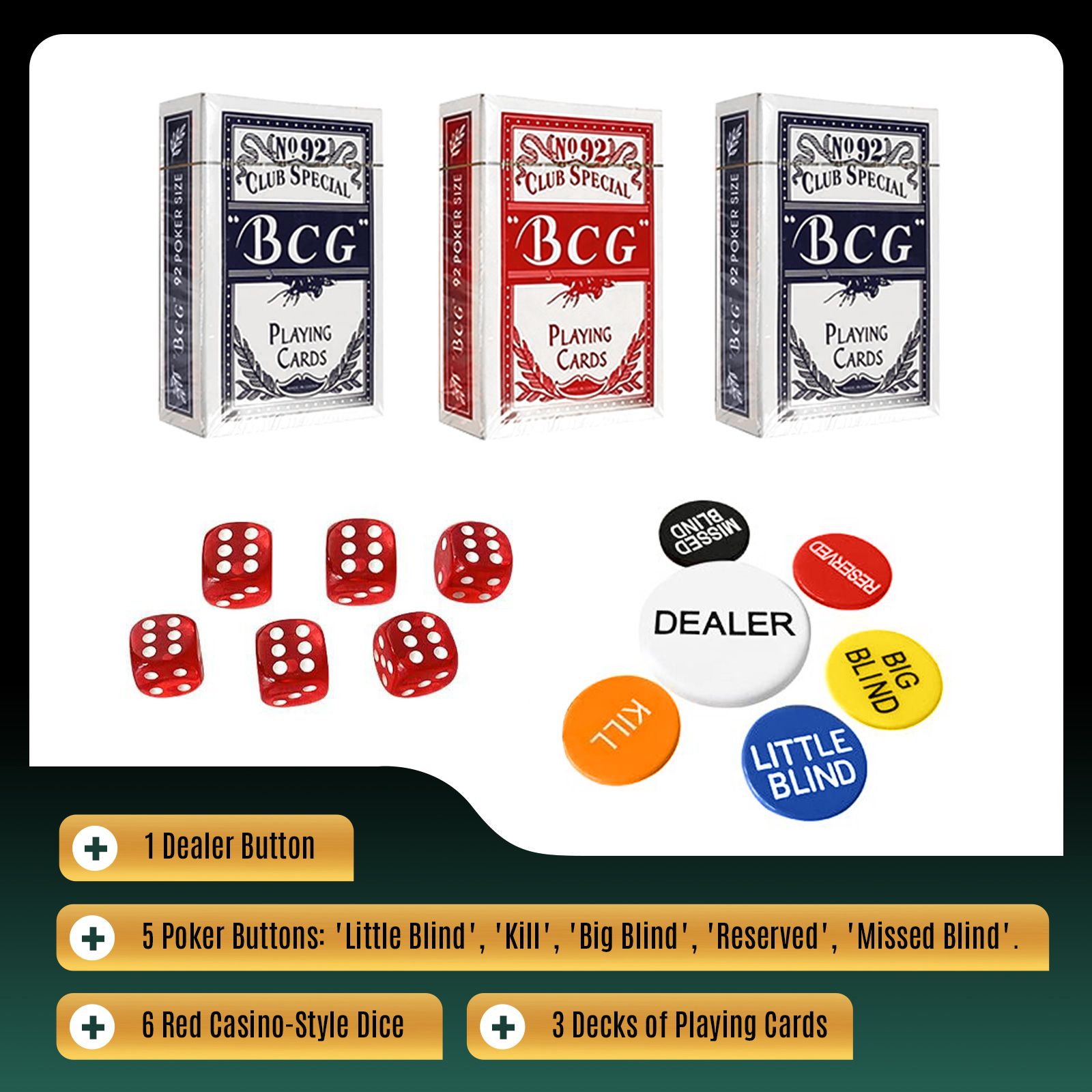 1000PC Casino Poker Chips Game Play Set Professional Texas Holdem Blackjack Deck Card Dice Big Small Blinds Gambling Party Club Locking Aluminium Case