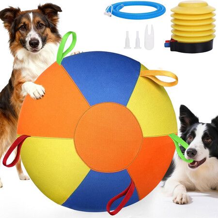Dog Jumbo Ball,Giant Herding Ball for Dogs,Durable Tear-Resistant Inflatable Big Ball with Handle Cover & Pump for Play & Exercise Dogs (45CM)