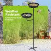 Outdoor Bird Bath Feeder 27cm Dia Bowls Spa Food Water Dispenser Metal Stake Stand Drinking Feeding Station Outside Patio Garden Yard Lawn Decoration