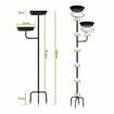 Outdoor Bird Bath Feeder 27cm Dia Bowls Spa Food Water Dispenser Metal Stake Stand Drinking Feeding Station Outside Patio Garden Yard Lawn Decoration