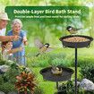 Outdoor Bird Bath Feeder 27cm Dia Bowls Spa Food Water Dispenser Metal Stake Stand Drinking Feeding Station Outside Patio Garden Yard Lawn Decoration