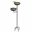 Outdoor Bird Bath Feeder 27cm Dia Bowls Spa Food Water Dispenser Metal Stake Stand Drinking Feeding Station Outside Patio Garden Yard Lawn Decoration