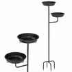 Outdoor Bird Bath Feeder 27cm Dia Bowls Spa Food Water Dispenser Metal Stake Stand Drinking Feeding Station Outside Patio Garden Yard Lawn Decoration