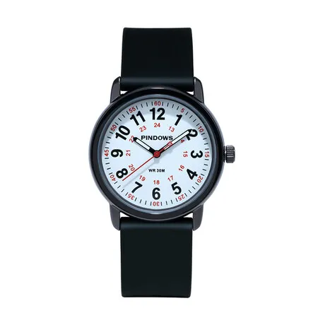 Waterproof Nurse Watch for Medical Professionals, Students Women Men, Luminouse Easy Read Dial, 24 Hour with Second Hand, Black