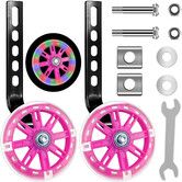 Training Wheels for Bike,Bike Wheels,Wheels Support,Quiet Wheels for Bikes,Compatible with 12-20 Inch Variable Bicycles Single Speed Bikes Pink