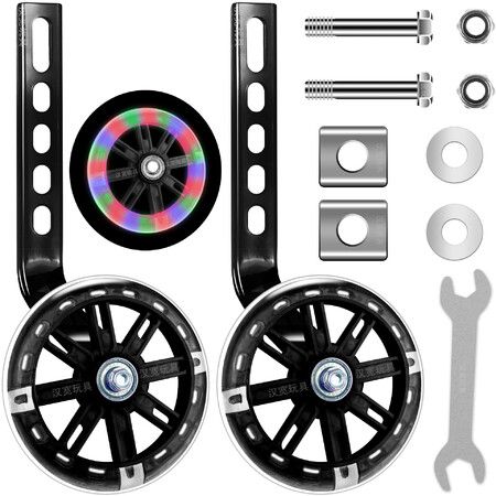 Training Wheels for Bike,Bike Wheels,Wheels Support,Quiet Wheels for Bikes,Compatible with 12-20 Inch Variable Bicycles Single Speed Bikes Black