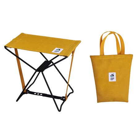 Yellow Ultralight Folding Stool Portable Outdoor Iron Folding Stool Lightweight With Carry Bag Load Capacity to 150KG For Travel Hiking BBQ Fishing