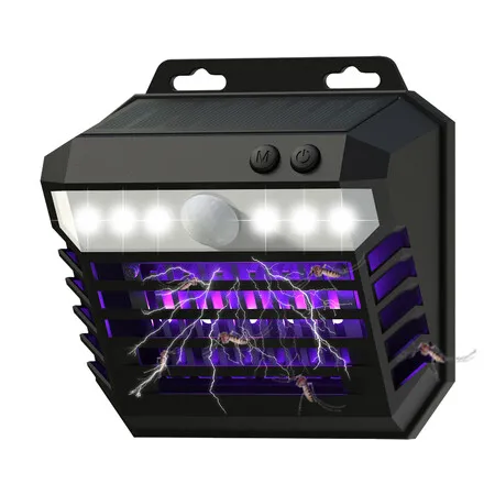 2 in 1 Solar Bug Zapper Outdoor Waterproof with Motion Sensor Light, Cordless Mosquito Zapper with 3 Modes, Rechargeable Mosquito Killer Lamp for Patio