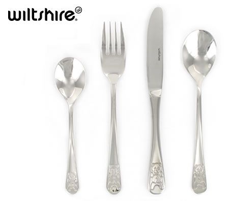 Wiltshire 18/10 Stainless Steel 4 Piece Children's Cutlery Set - Bear Design