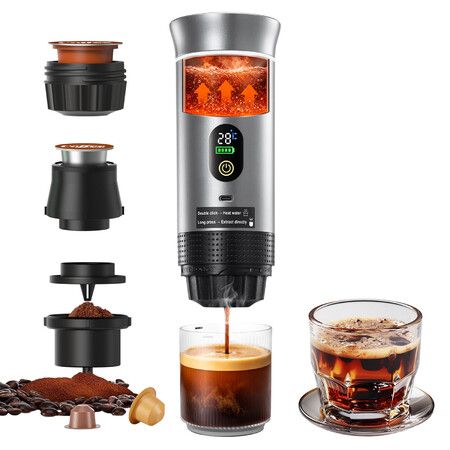 3 in 1 Portable Coffee Maker Espresso Machine Cafe Camping Travel USB Rechargeable Electric 20 Bar Compatible Ground Nespresso Dolce Gusto Capsule Pod