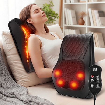 Heated Back Massager Shiatsu Neck Shoulder Lumbar Leg Body Deep Tissue Relaxing Massaging Cushion Portable Electric Heating Kneading Pillow Controller