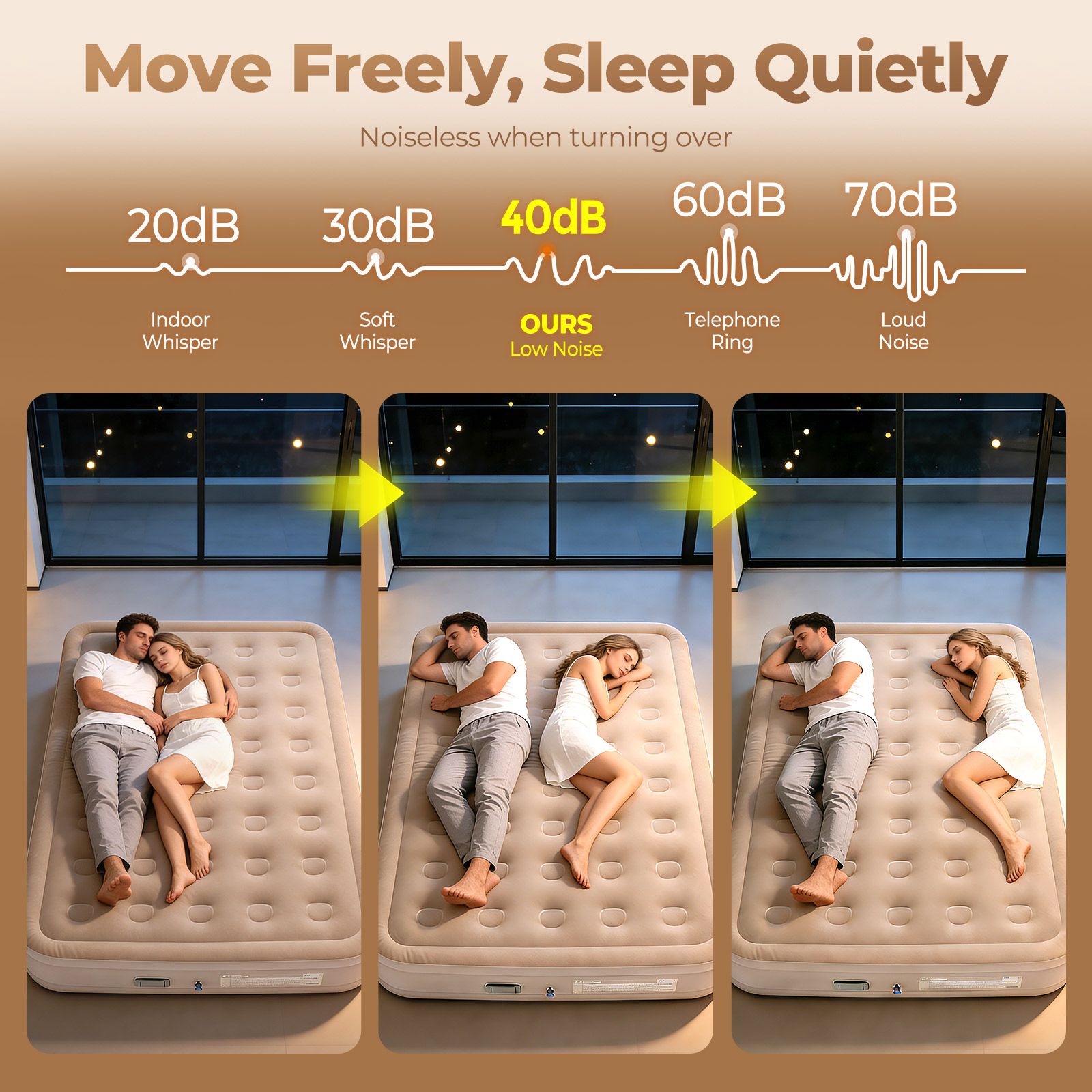Queen Air Bed Mattress Inflatable Blow Up Camping Sleeping Mat with Built-in Electric Pump 200x150x40cm 295kg Comfortable Portable for Home Guest Room