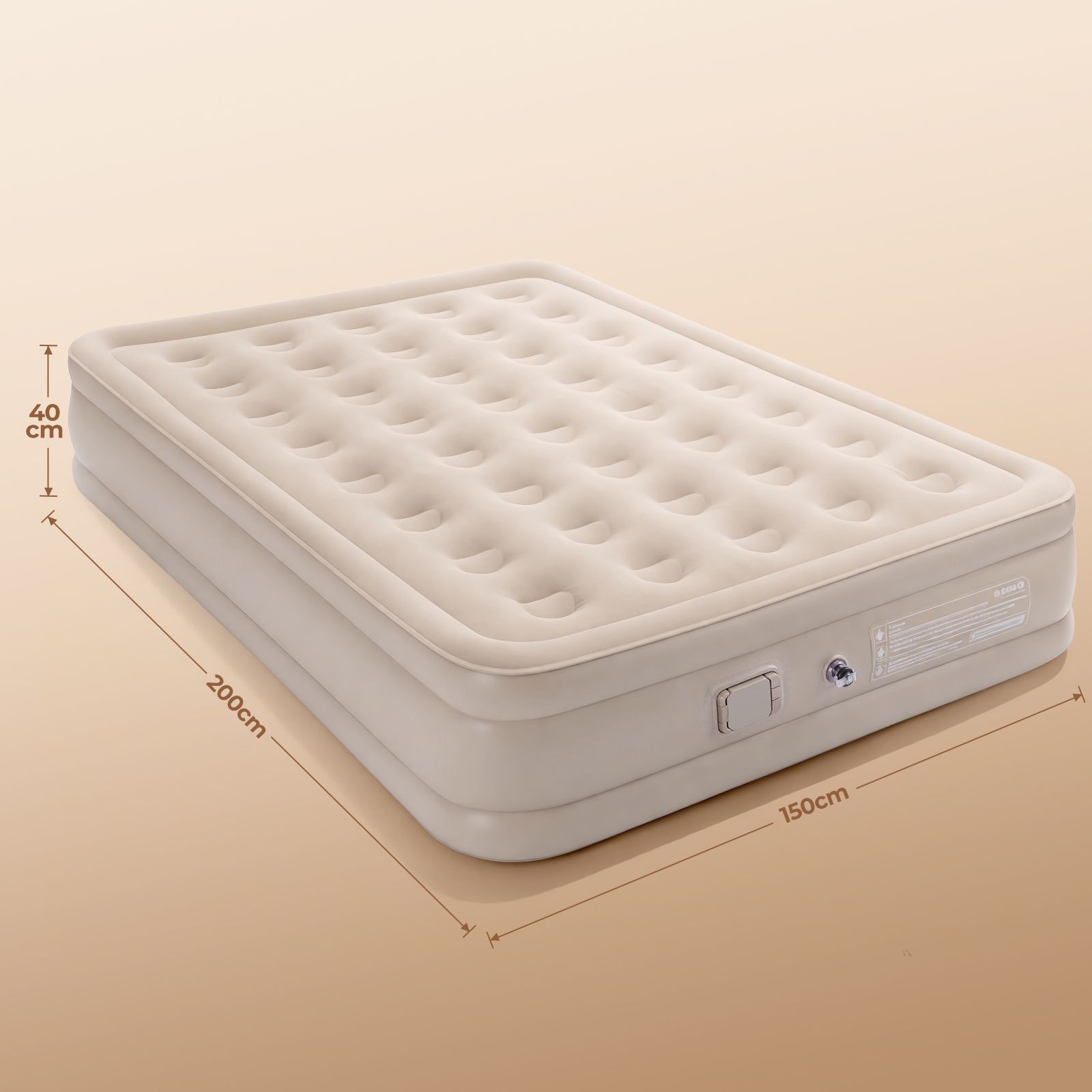 Queen Air Bed Mattress Inflatable Blow Up Camping Sleeping Mat with Built-in Electric Pump 200x150x40cm 295kg Comfortable Portable for Home Guest Room