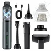 Car Vacuum Portable Cordless Handheld Vacuum Cleaner 4-in-1 Mini Cordless Vacuum with 2 Suction Modes and 16000pa Suction Power Blowing & Inflating 2 Modes