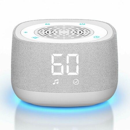 Sound Machine & Clock with Bluetooth 5.4, 14 Soothing White Noise Sounds, Night Light and Sleep Timer, Portable Rechargeable Sound Machine