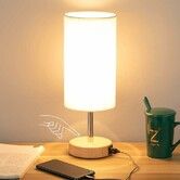 Bedside Lamp with USB Port - Touch Control Table Lamp for Bedroom Wood 3 Way Dimmable Nightstand Lamp