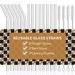 18-Pack Glass Straws,Reusable Clear Glass Drinking Straws Set, 8.5 Inch x 10mm - Includes 8 Straight and 6 Bent with 4 Straw Cleaner Brush
