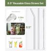 18-Pack Glass Straws,Reusable Clear Glass Drinking Straws Set, 8.5 Inch x 10mm - Includes 8 Straight and 6 Bent with 4 Straw Cleaner Brush