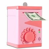 Piggy Bank, Automatic Electronic Piggy Bank for Boys Girls with Password Unlocking Simulation, Money Bank Kids Safe Toys (Pink)