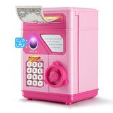 ATM Piggy Bank for Kids,Money Savings Bank with Password & Face ID Simulation,Mini ATM Safe Coin Bank with Auto Bill Slot,Christmas Birthday Gift Pink