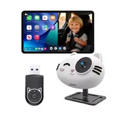 Car Camera CarPlay Adapter Plug-and-Play 1080P HD Rear Seat Monitor Display on Car Screen,150 Degree Wide Angle No-Glow Night View Split Screen Navigation