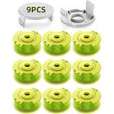 Weed Wacker String Compatible with Ryobi One Plus AC80RL3, Weed Eater String Compatible with Ryobi Trimmers, 9 Replacement Spools, 2 Trimmer Caps