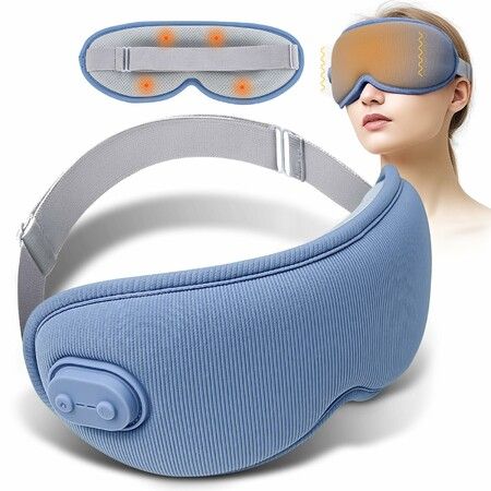 Cordless Heated Eye Mask,Light Blocking 3D Sleeping Eye Mask with Vibration and Timer Settings,Portable Rechargeable Mask for Eye Fatigue