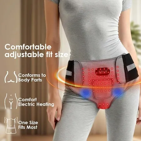 660nm Red-Light Heating Hip Massage Pad,Triangle Heating Pad for Prostate with 3 Heating,Massage Timing
