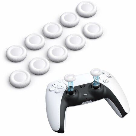 Joystick Replacement Grip Caps for PS4/PS5 Controller,for PS5/PS4 Thumb Grips Caps,Anti-Stickiness,Anti-Slip,Anti-Scratch,Anti-Fingerprint White (6pcs)