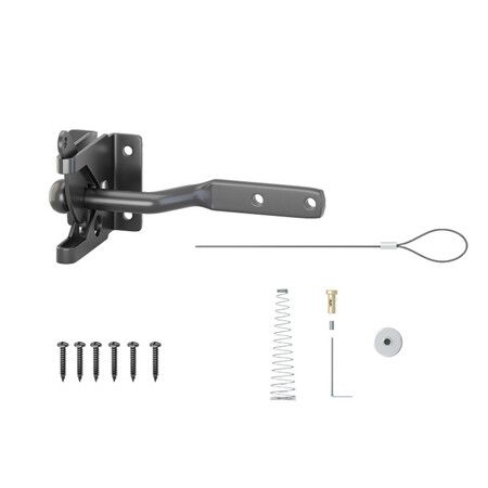 Automatic Gate Latch, Black, 4 in Strike, For Outswing Gates Doors Animal Pens