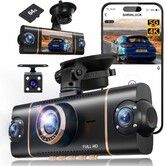 4 Channel 360 Degree Dash Cam Front Rear Inside & Left Right,4K+1080P*3 FHD Car Camera,8 IR Lamps Night Vision,Includes 64GB SD Card