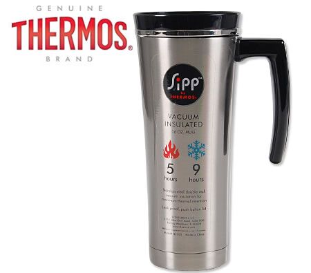 Sipp by Thermos 470ml Vacuum Insulated Stainless Steel Flask Travelling Mug - Black