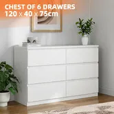 Wide Chest of 6 Drawers Dresser Tallboy Console Table Closet Organiser End Sofa Bed Side Storage Cabinet Unit Wooden Bedroom Hallway Pantry Furniture