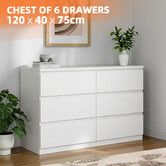 Wide Chest of 6 Drawers Dresser Tallboy Console Table Closet Organiser End Sofa Bed Side Storage Cabinet Unit Wooden Bedroom Hallway Pantry Furniture