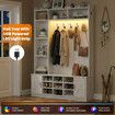 Coat Rack Shoe Cabinet Hall Tree Unit LED Lights Entryway Storage Bench Clothes Hat Hanger Shelves Cupboard Hallway Entrance Furniture 120x40x191cm