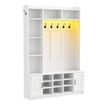 Coat Rack Shoe Cabinet Hall Tree Unit LED Lights Entryway Storage Bench Clothes Hat Hanger Shelves Cupboard Hallway Entrance Furniture 120x40x191cm