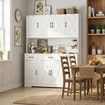Kitchen Pantry Cupboard Cabinet Buffet Coffee Table Sideboard Storage Shelves Drawers Hutch Bar Shelving Unit Dining Room Hall Dresser 180cm White