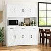 Kitchen Pantry Cupboard Cabinet Buffet Coffee Table Sideboard Storage Shelves Drawers Hutch Bar Shelving Unit Dining Room Hall Dresser 180cm White