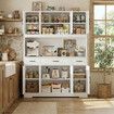 Kitchen Pantry Cupboard Cabinet Buffet Coffee Table Sideboard Storage Shelves Drawers Hutch Bar Shelving Unit Dining Room Hall Dresser 180cm White