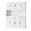 Kitchen Pantry Cupboard Cabinet Buffet Coffee Table Sideboard Storage Shelves Drawers Hutch Bar Shelving Unit Dining Room Hall Dresser 180cm White