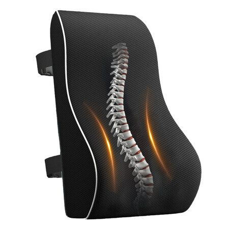 Lumbar Support Pillow Memory Foam Back Cushion Ergonomic Car Office Chair Wheelchair Pain Relief Christmas Gift Black Mesh