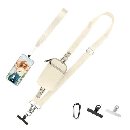 Phone Lanyard Crossbody Strap Waterproof Nylon Wristlet Adjustable Wallet Shoulder Bag Replacement Belt Christmas Gift COL Beige