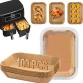 100PCS Non-Stick Air Fryer Liners Rectangle 22x14cm Food Grade Cooking Paper Sheets for Oven Microwave Air Fryer Accessories Baking Paper