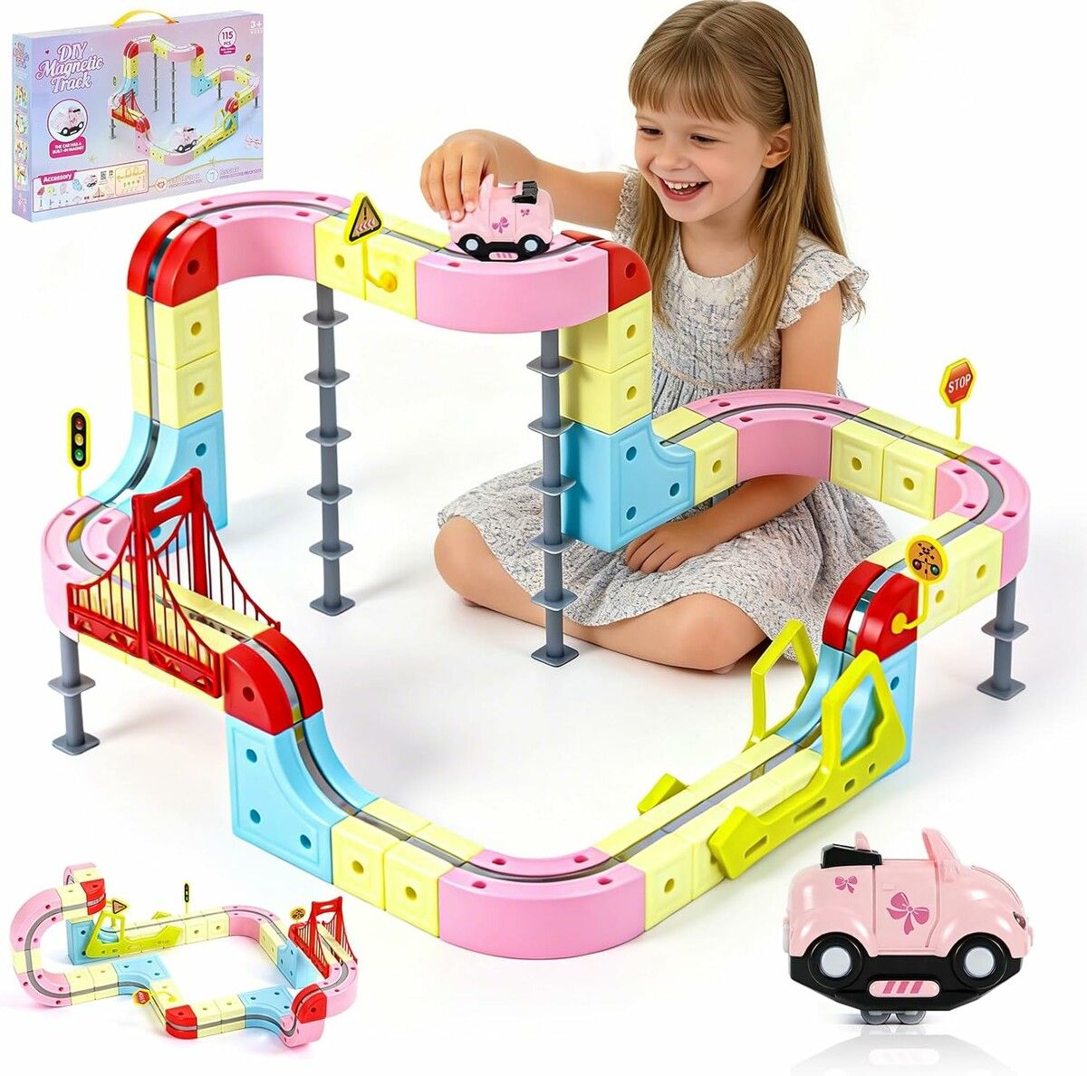 Kid Racing Train Electric Train Set 3D Magic Flexible Race Track KlickRail Electric ...
