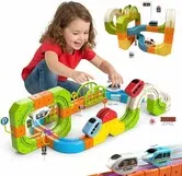 Electric Train Set 145 Pcs STEM Building Toys with Flexible 3D Tracks Birthday Gift for Boys Girls Ages 3-8