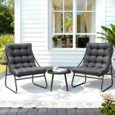 Gardeon 3PC Outdoor Bistro Set Patio Furniture Table and Chairs Steel Dining Chair