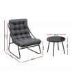 Gardeon 3PC Outdoor Bistro Set Patio Furniture Table and Chairs Steel Dining Chair