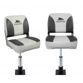 Seamanship 2X Folding Boat Seats with 2X Adjustable Pedestals 34鈥?6cm Marine Swivel Low Back 13cm Padding Charcoal