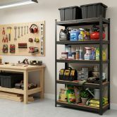 Giantz Garage Shelving 1.6X0.8m Warehouse Shelves Storage Rack Pallet Racking Black