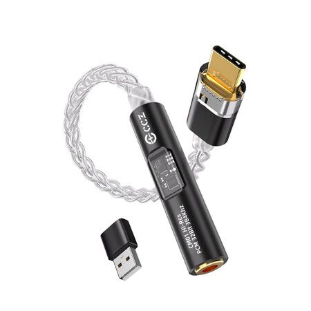 USB C DAC Audio Adapter with Headphone Amplifier,USB C to 3.5mm Audio Adapter,Hi-Res Type C DAC Compatible with iPhone,Android, Laptop & Tablet (Black)